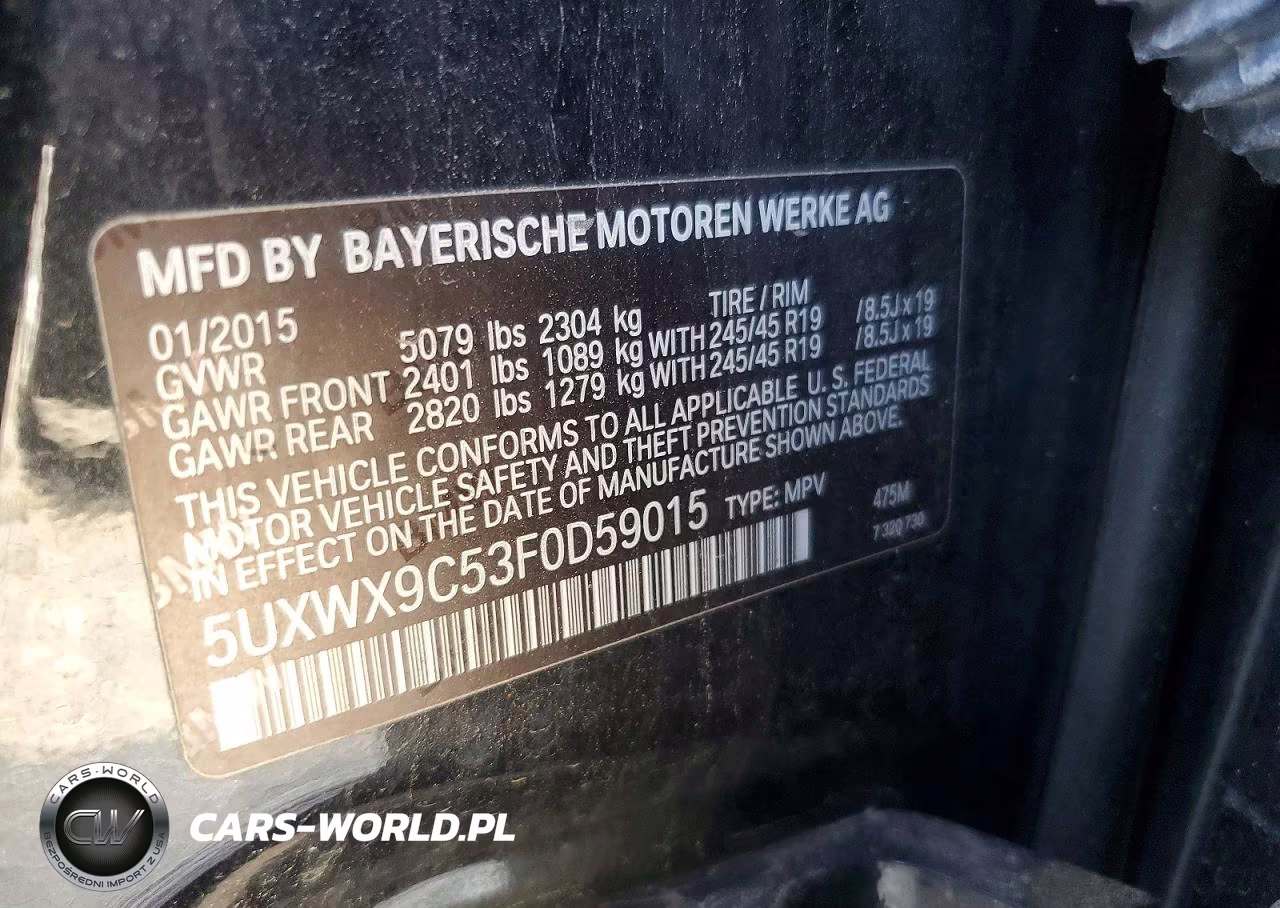 2015 BMW X3 xDrive28I VIN:5UXWX9C53F0D59015 - 13