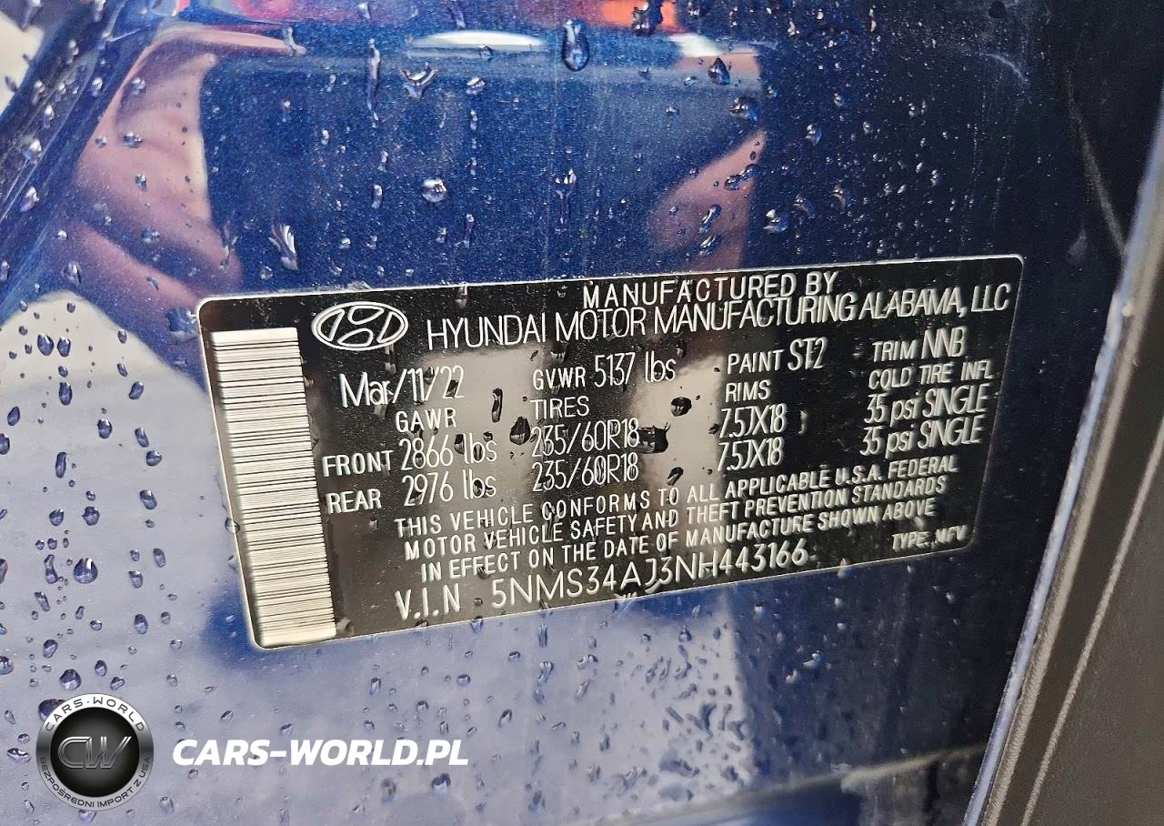 2022 Hyundai Santa Fe Sel VIN:5NMS34AJ3NH443166 - 13