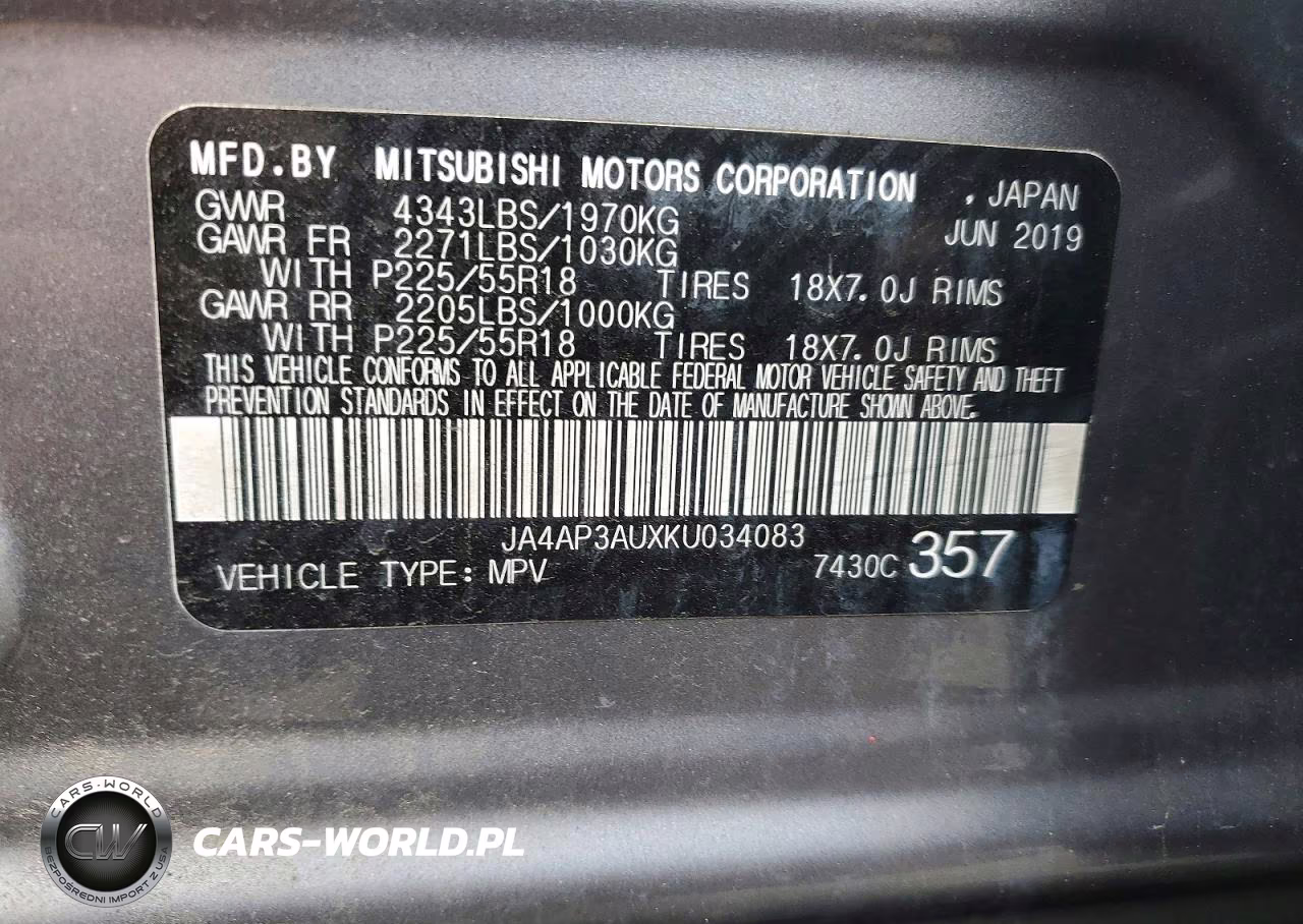 2019 Mitsubishi Outlander Sport Es VIN:JA4AP3AUXKU034083 - 14