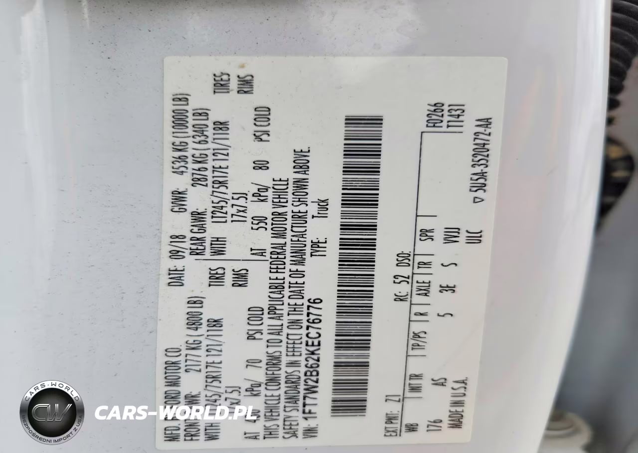 2019 Ford F250 Super Duty VIN:1FT7W2B62KEC76776 - 12