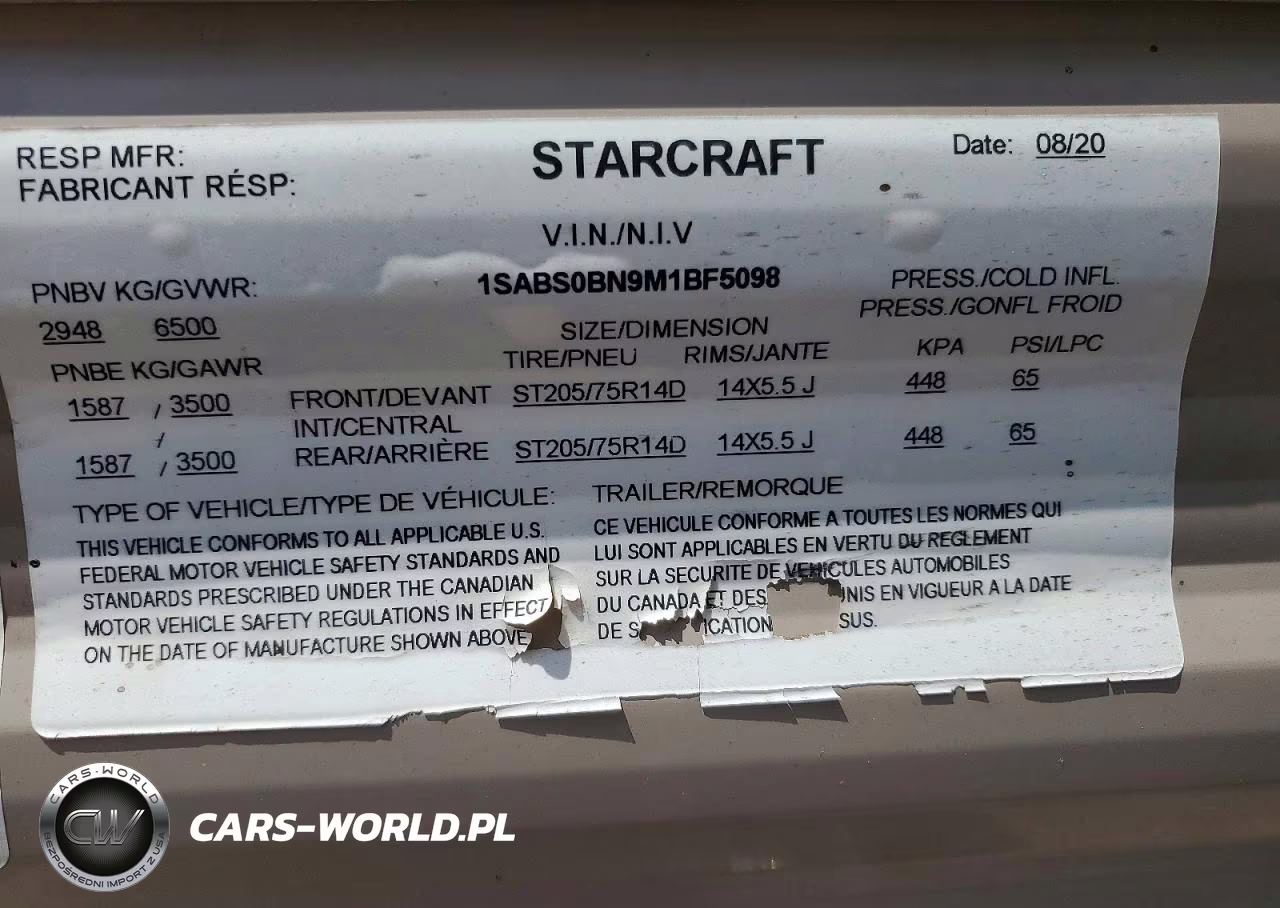 2021 Starcraft Camper VIN:1SABS0BN9M1BF5098 - 10