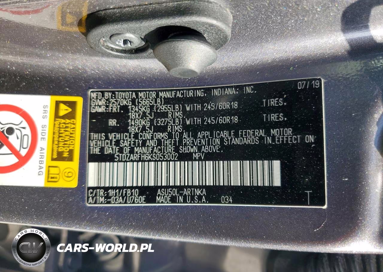 2019 Toyota Highlander Le VIN:5TDZARFH6KS053002 - 14
