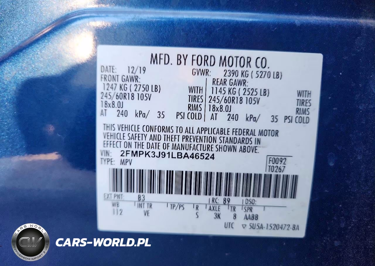 2020 Ford Edge Sel VIN:2FMPK3J91LBA46524 - 12