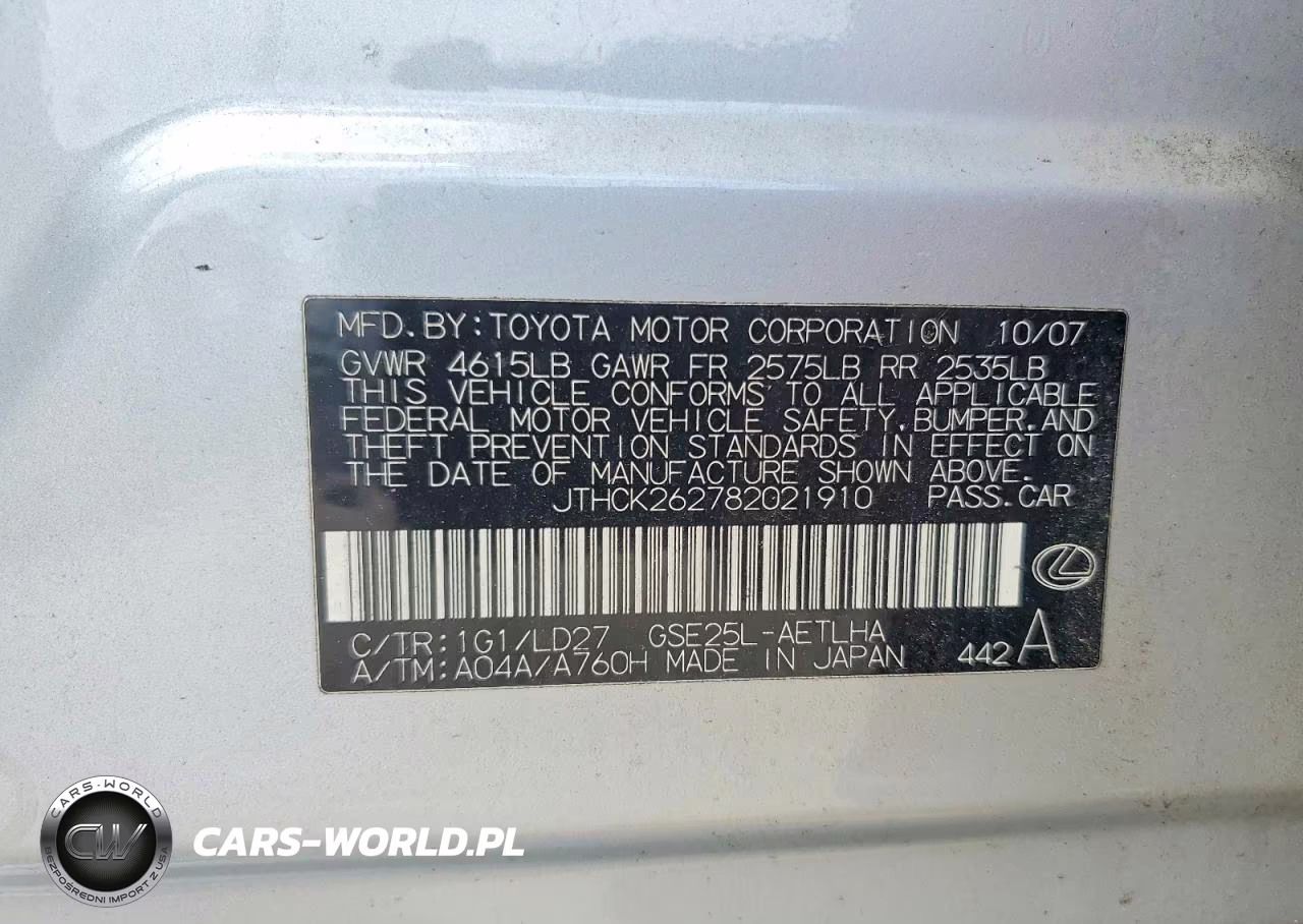 2008 Lexus Is 250 VIN:JTHCK262782021910 - 12