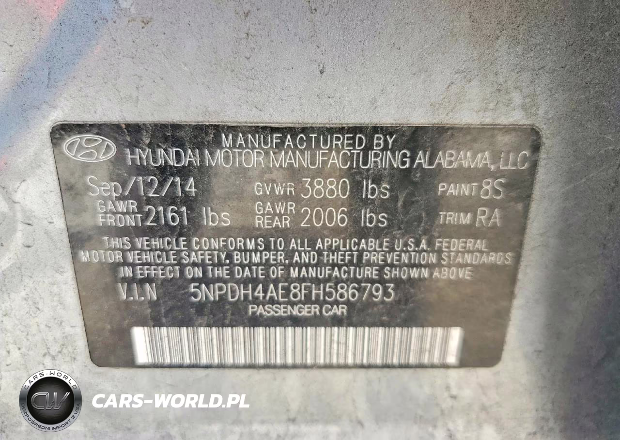 2015 Hyundai Elantra Se VIN:5NPDH4AE8FH586793 - 12