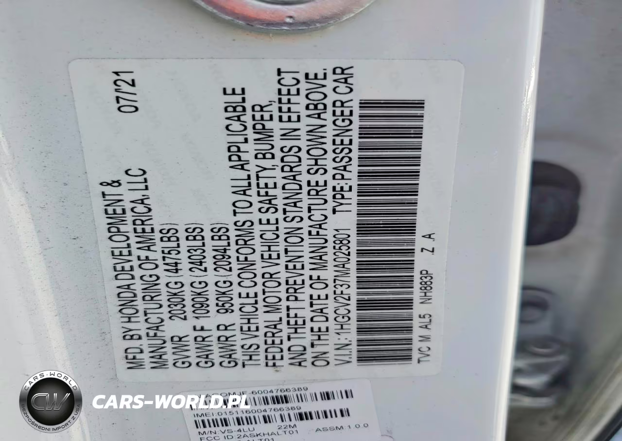 2021 Honda Accord Sport VIN:1HGCV2F37MA025801 - 12