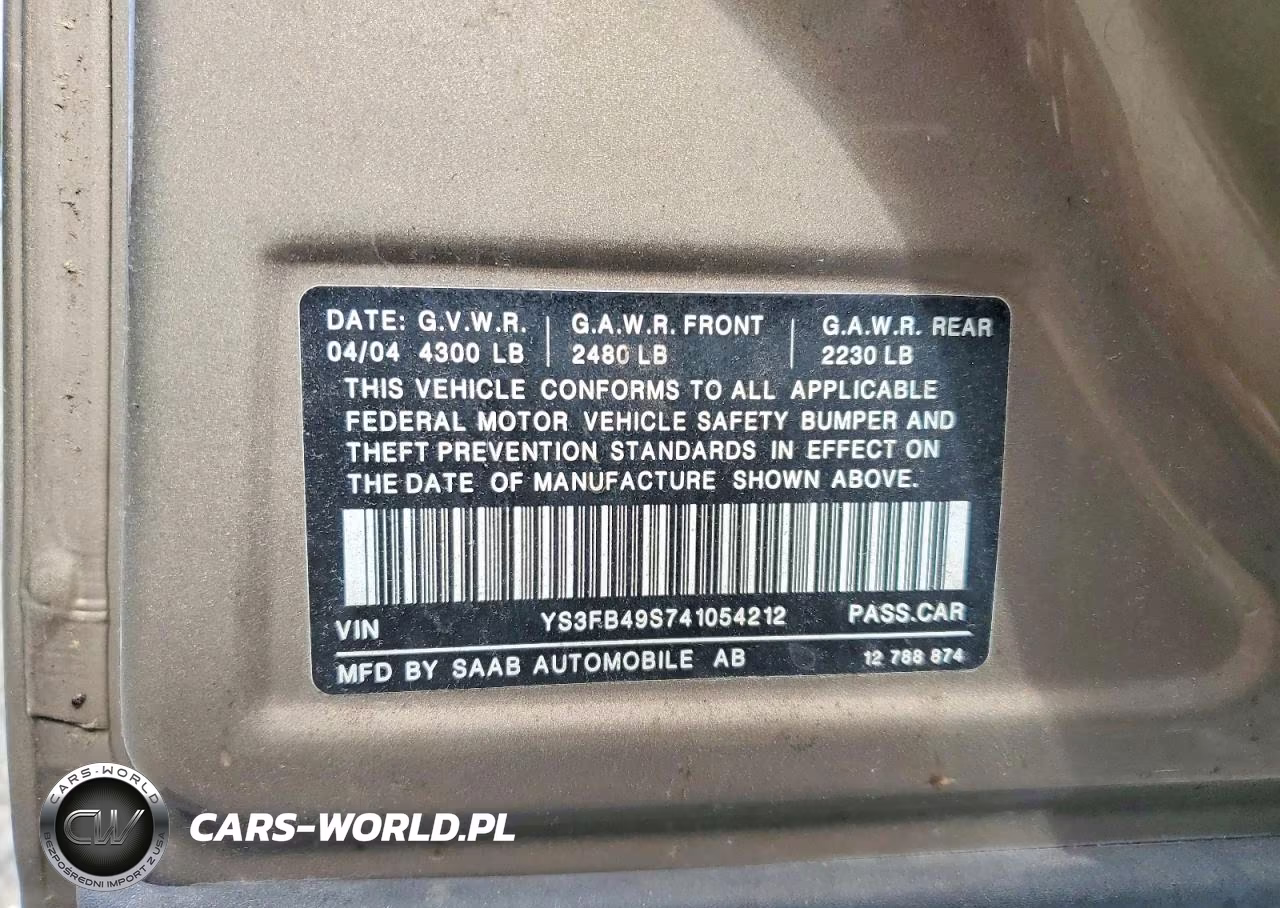 2004 Saab 9-3 Linear VIN:YS3FB49S741054212 - 12