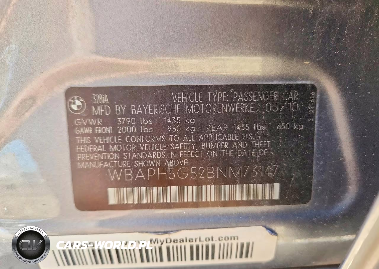 2011 BMW 328 I Sulev VIN:WBAPH5G52BNM73147 - 12