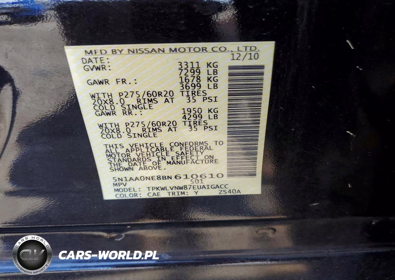 2011 Nissan Armada Platinum VIN:5N1AA0NE8BN610610 - 13