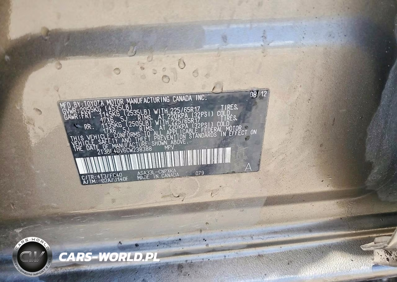 2012 Toyota Rav4 Base VIN:2T3BF4DV6CW238388 - 13
