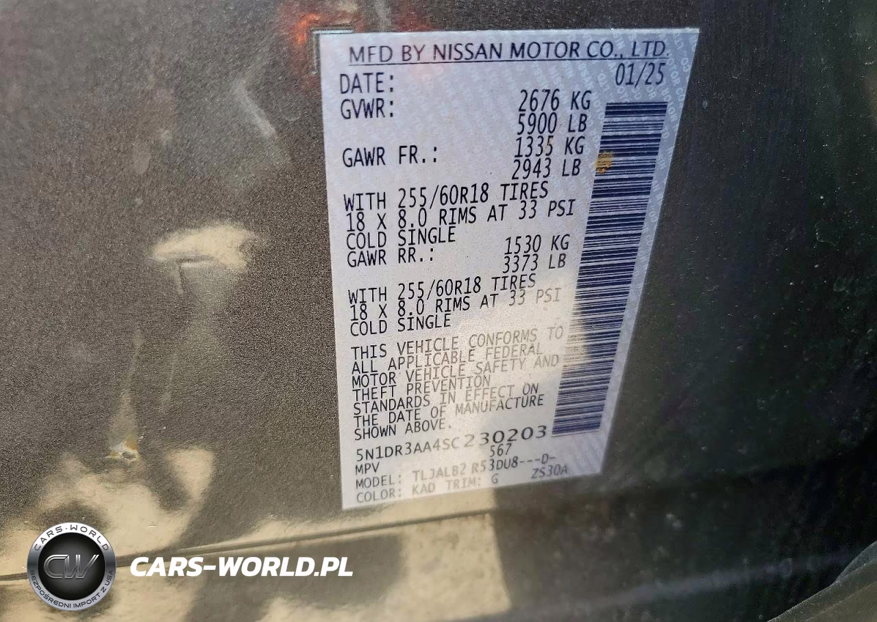 2025 Nissan Pathfinder S VIN:5N1DR3AA4SC230203 - 13