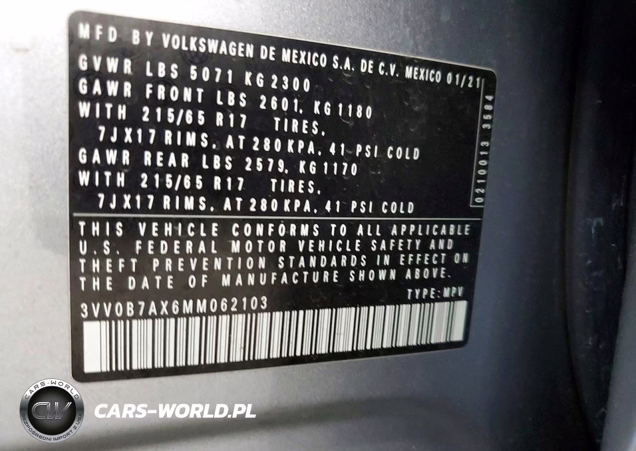 2021 Volkswagen Tiguan S VIN:3VV0B7AX6MM062103 - 13