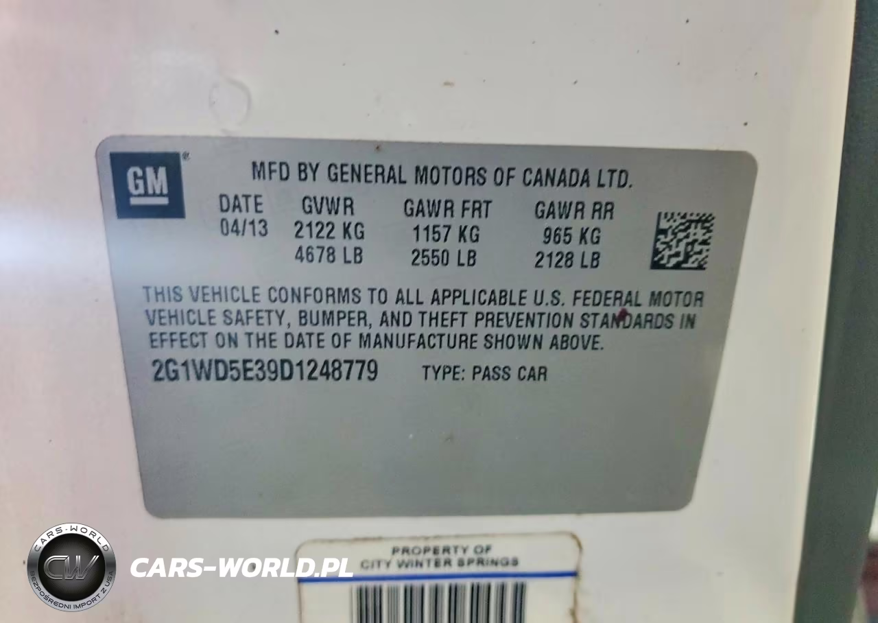 2013 Chevrolet Impala Police VIN:2G1WD5E39D1248779 - 12
