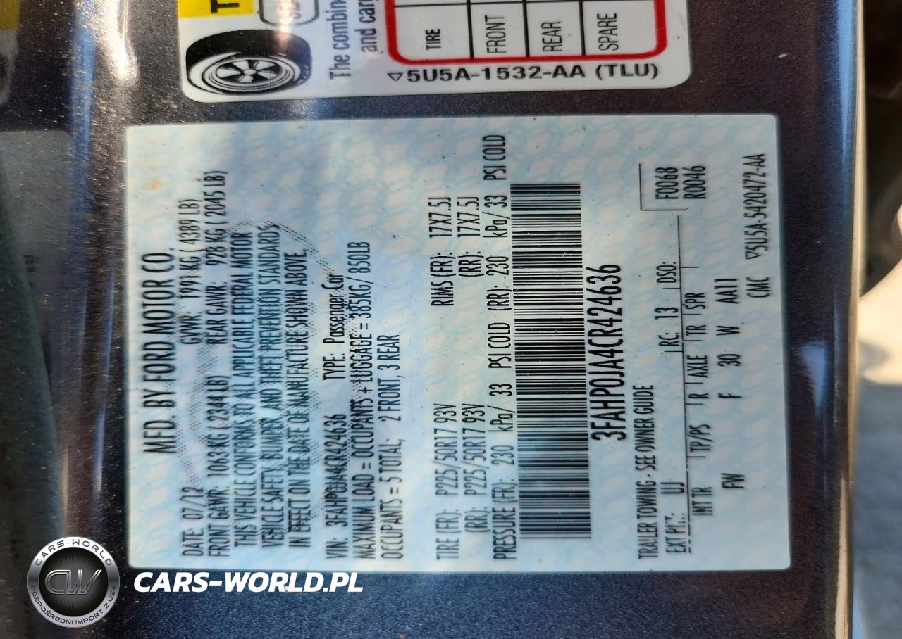 2012 Ford Fusion VIN:3FAHP0JA4CR424636 - 12