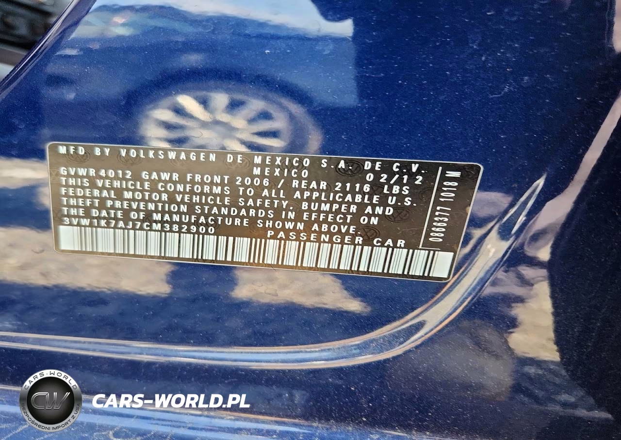 2012 Volkswagen Jetta Base VIN:3VW1K7AJ7CM382900 - 13