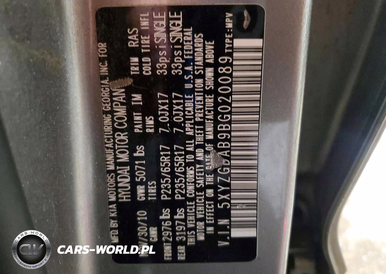 2011 Hyundai Santa Fe Gls VIN:5XYZGDAB9BG020089 - 13
