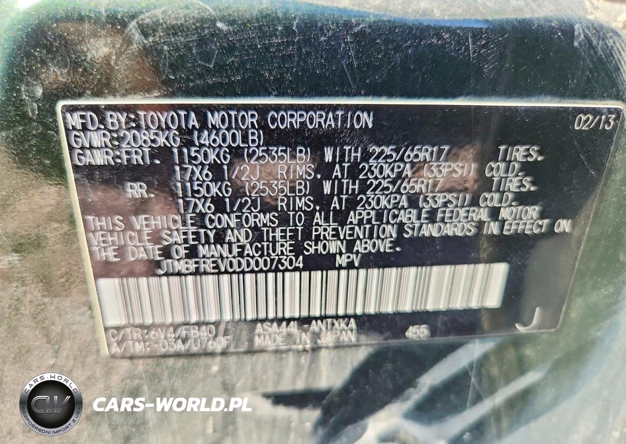 2013 Toyota Rav4 Le VIN:JTMBFREV0DD007304 - 13