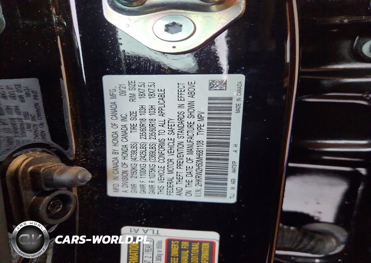 2021 Honda Cr-V Ex VIN:2HKRW2H50MH681108 - 13