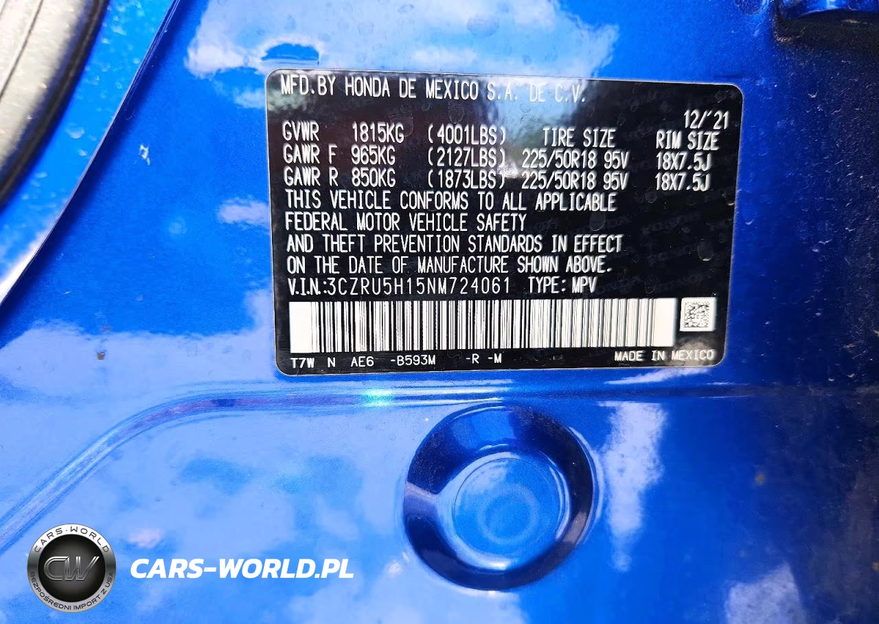 2022 Honda Hr-V Sport VIN:3CZRU5H15NM724061 - 13