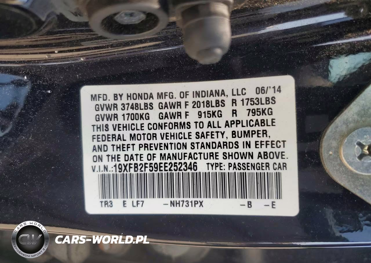 2014 Honda Civic Lx VIN:19XFB2F59EE252346 - 13