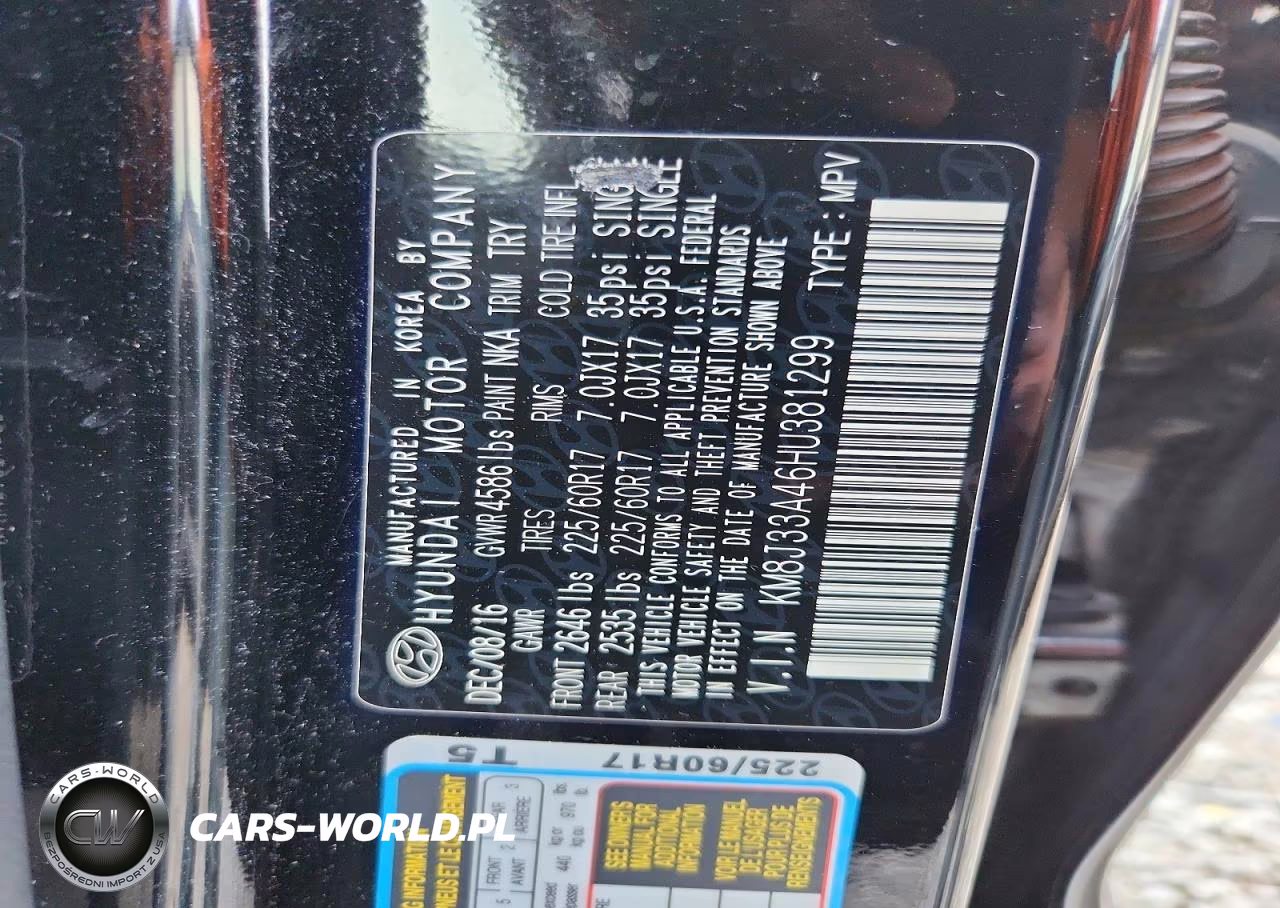 2017 Hyundai Tucson Se Plus VIN:KM8J33A46HU381299 - 14