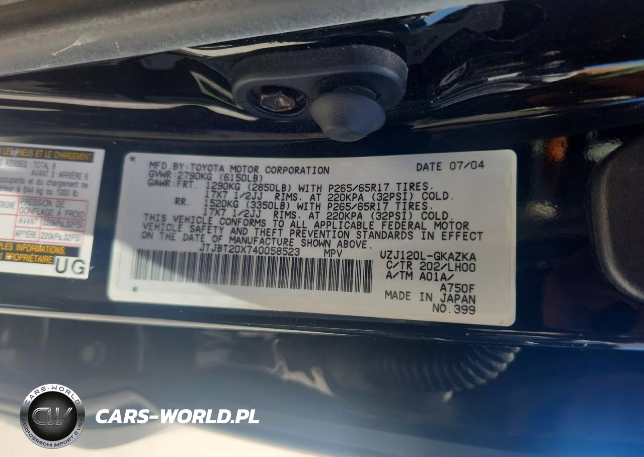 2004 Lexus Gx 470 VIN:JTJBT20X740058523 - 12