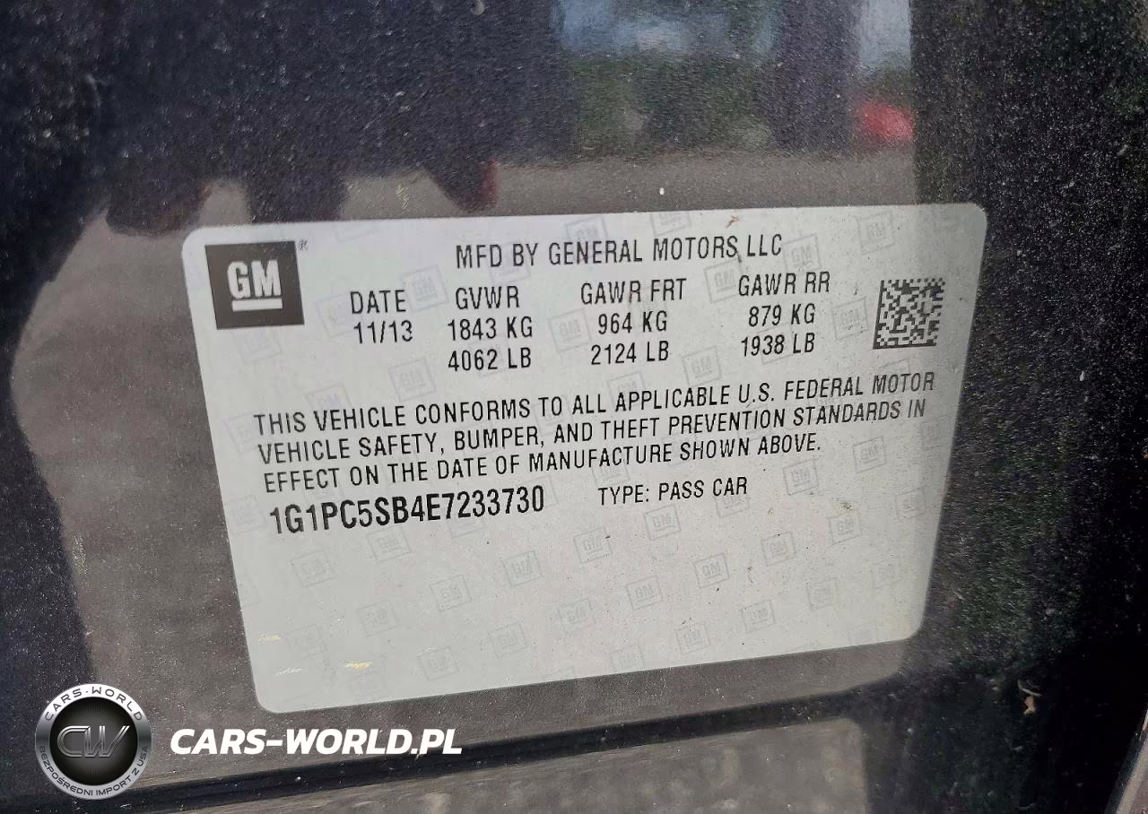 2014 Chevrolet Cruze Lt VIN:1G1PC5SB4E7233730 - 12