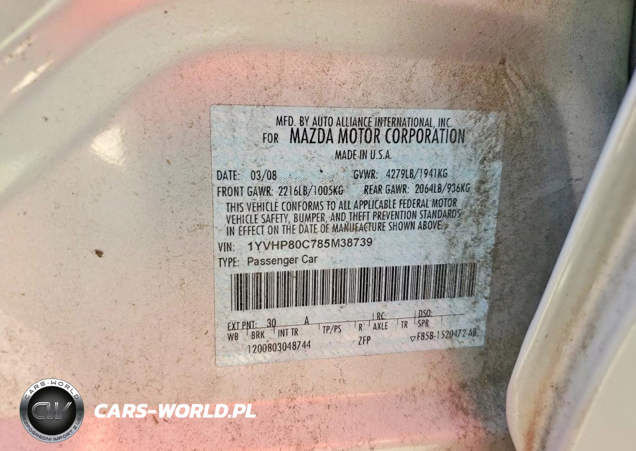 2008 Mazda 6 I VIN:1YVHP80C785M38739 - 12