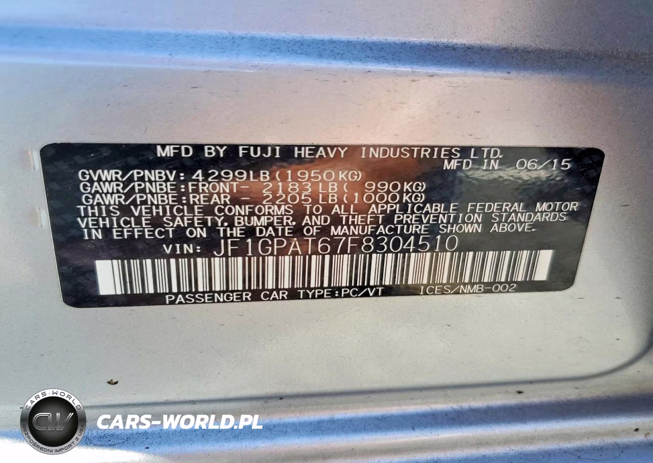 2015 Subaru Impreza Sport VIN:JF1GPAT67F8304510 - 14