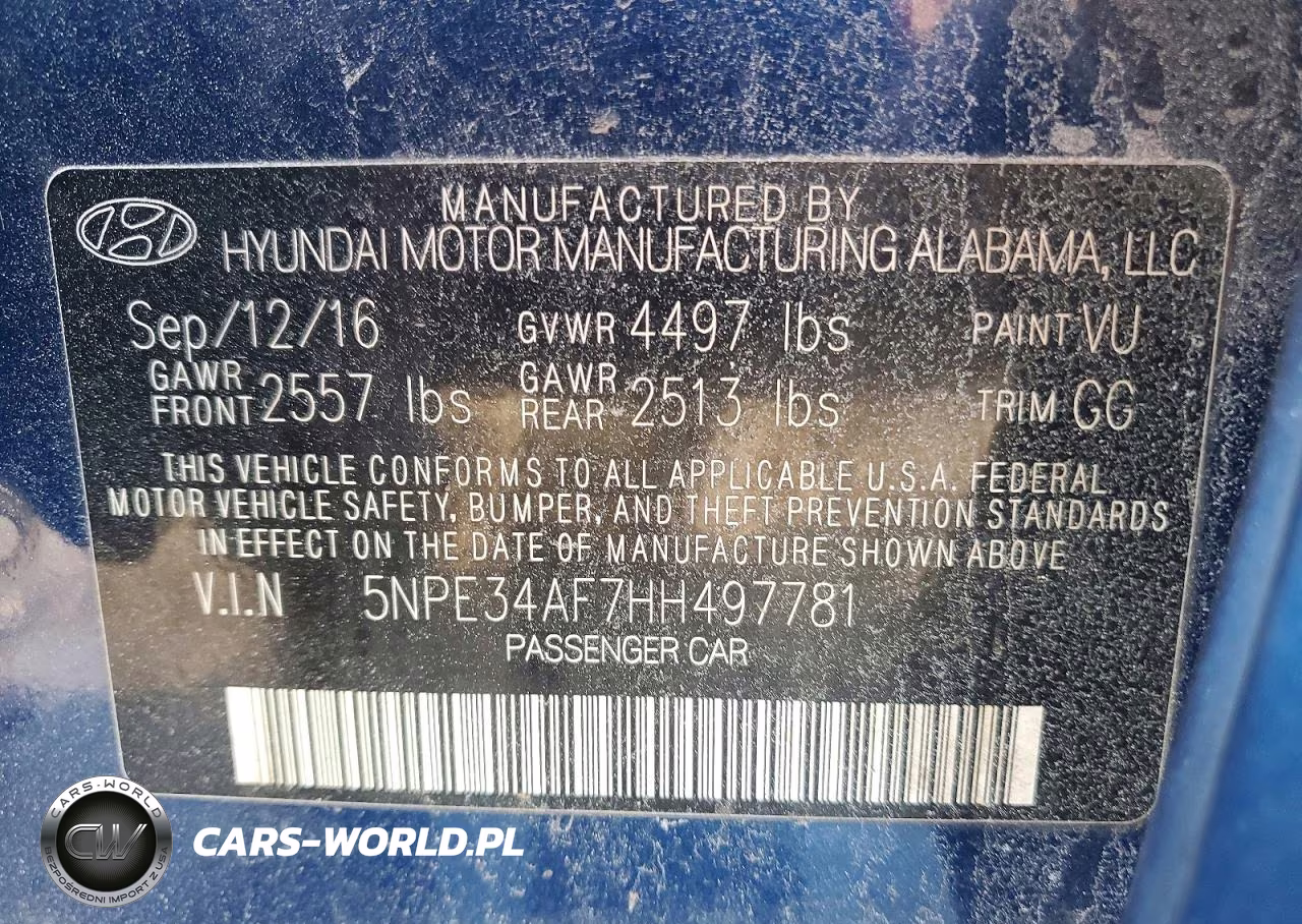 2017 HYUNDAI SONATA LIMITED VIN:5NPE34AF7HH497781 - 12