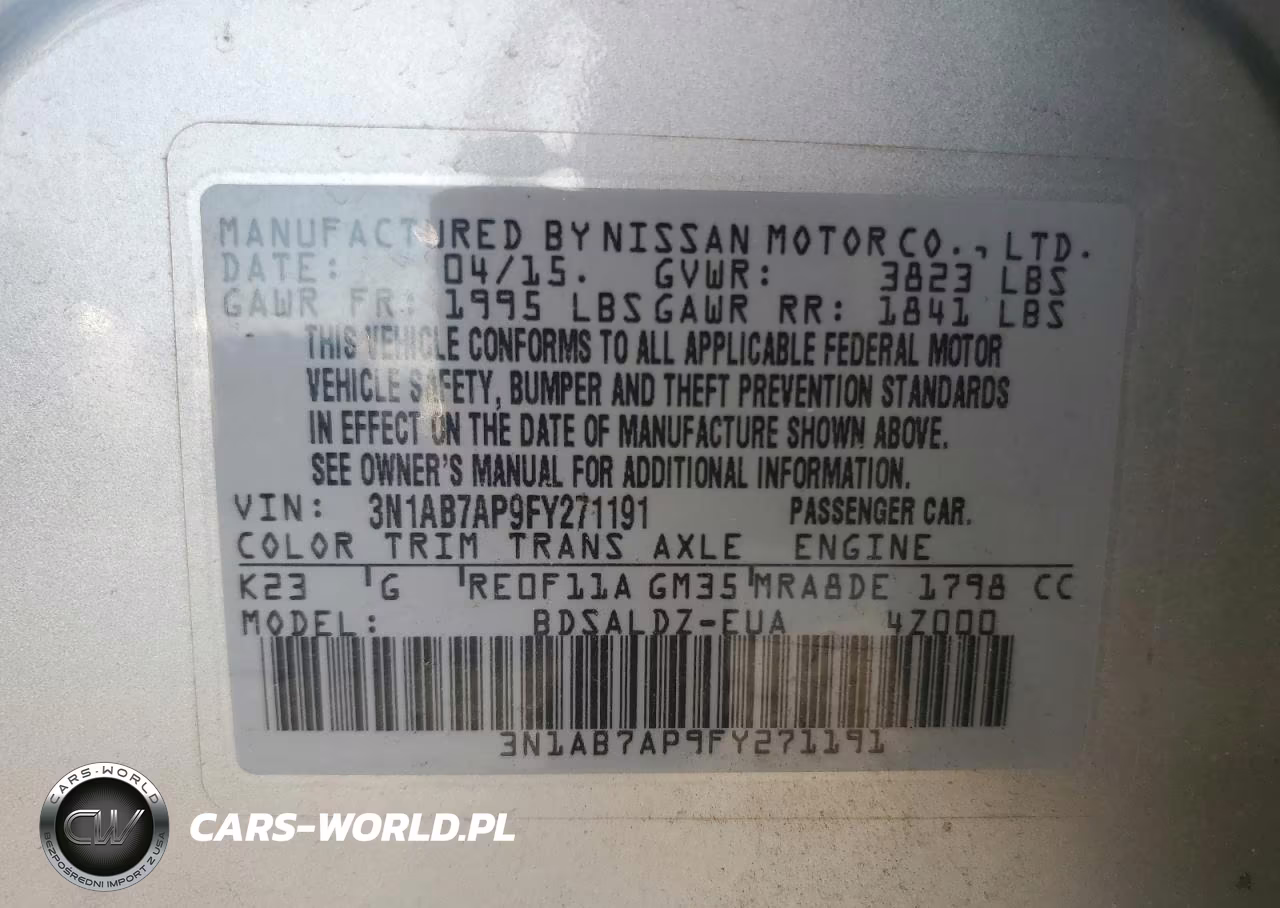 2015 Nissan Sentra S VIN:3N1AB7AP9FY271191 - 12