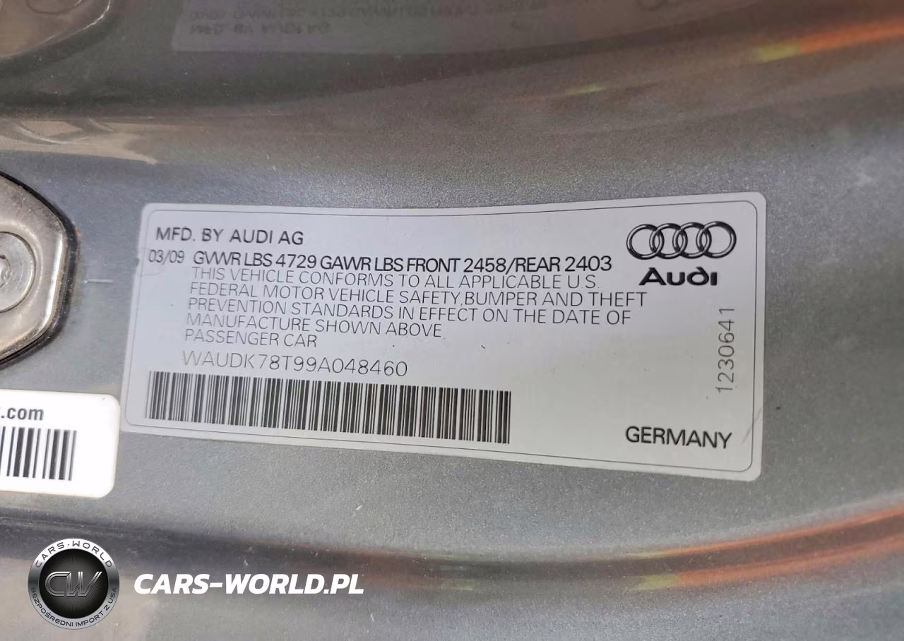 2009 Audi A5 Quattro VIN:WAUDK78T99A048460 - 12