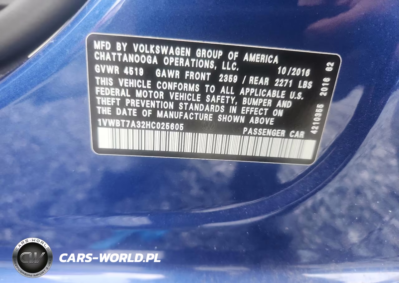2017 Volkswagen Passat Se VIN:1VWBT7A32HC025605 - 12