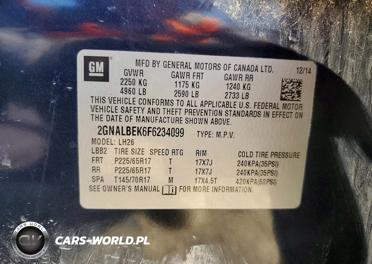 2015 Chevrolet Equinox Lt VIN:2GNALBEK6F6234099 - 13