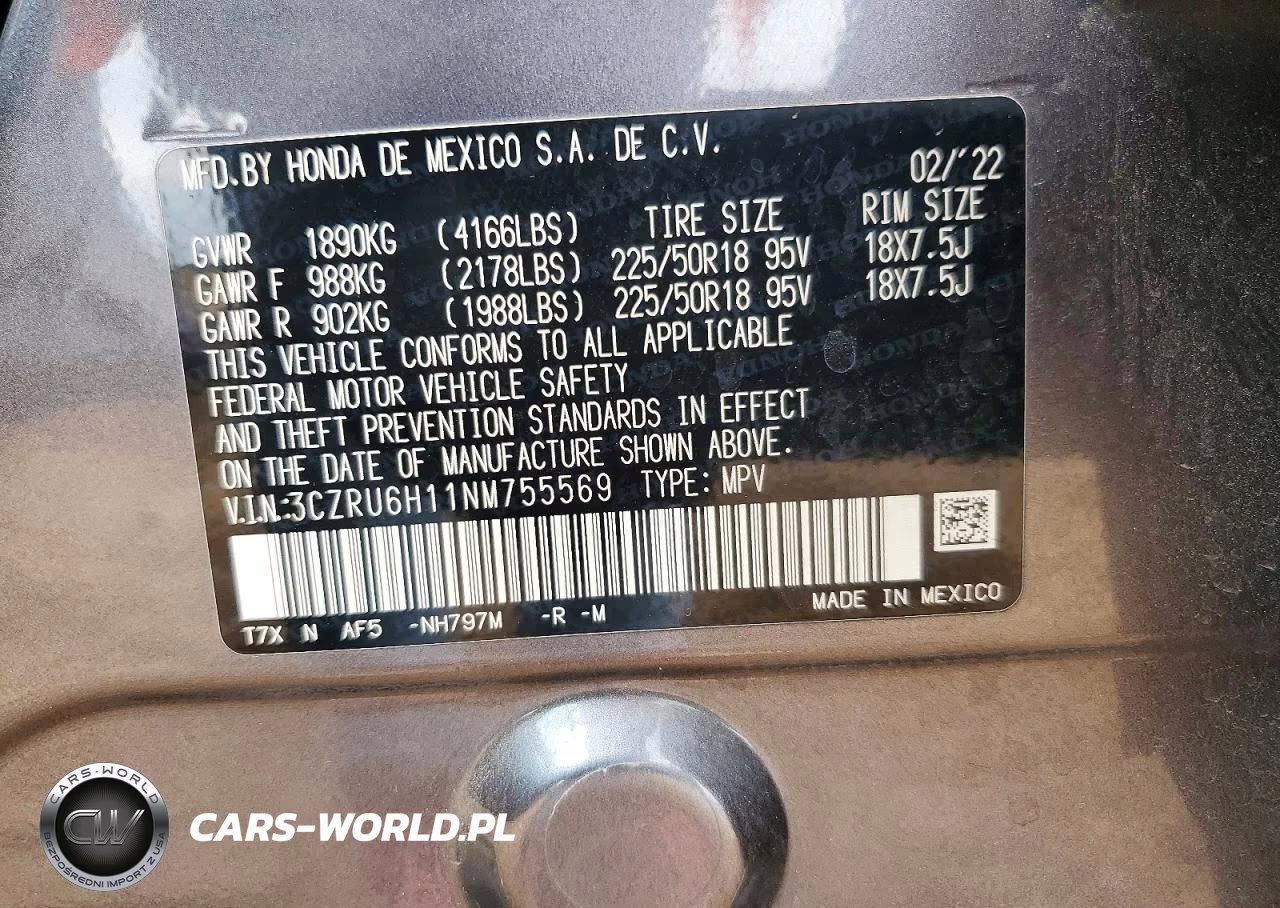 2022 Honda Hr-V Sport VIN:3CZRU6H11NM755569 - 12