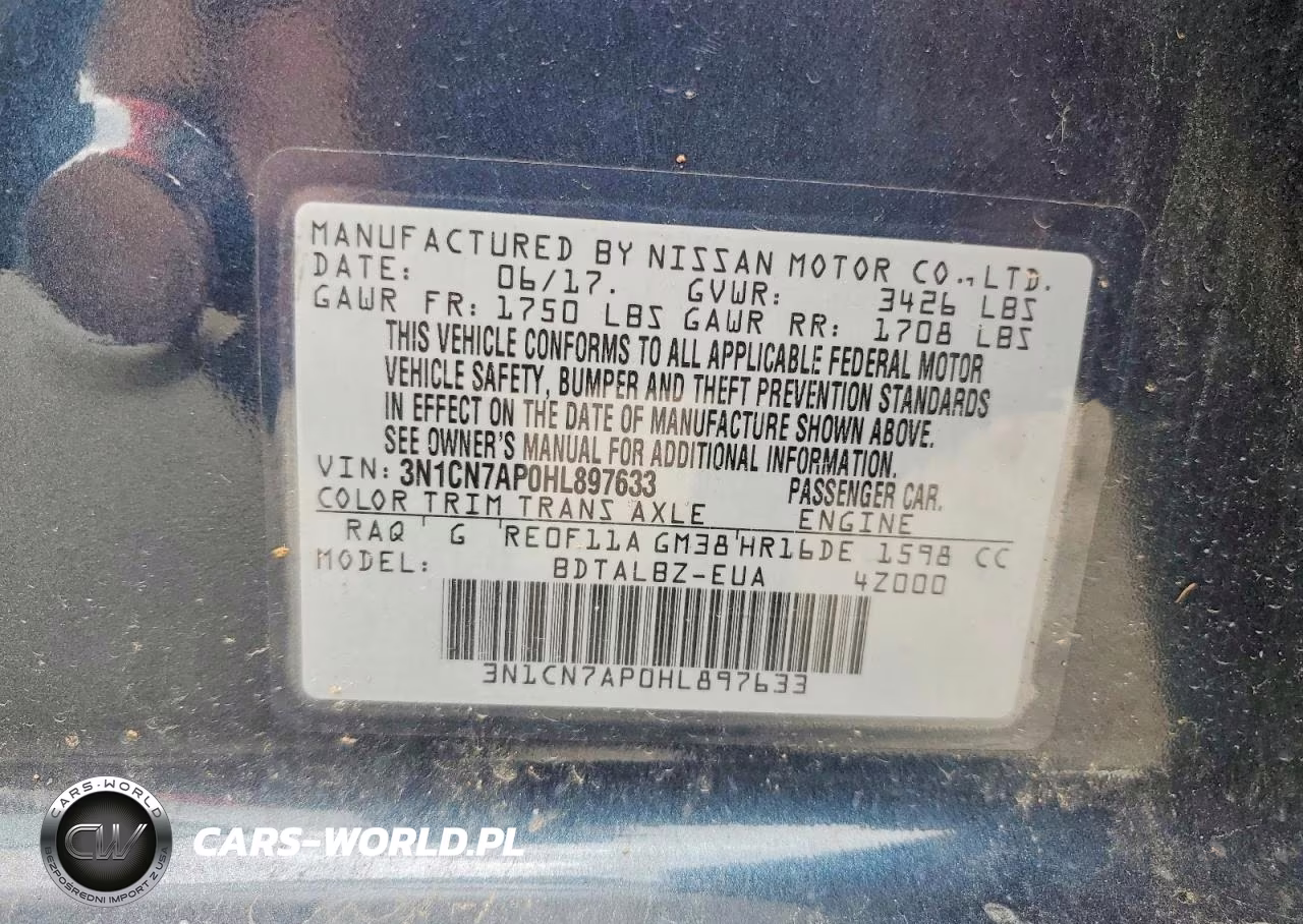 2017 Nissan Versa 1.6 Sv VIN:3N1CN7AP0HL897633 - 12