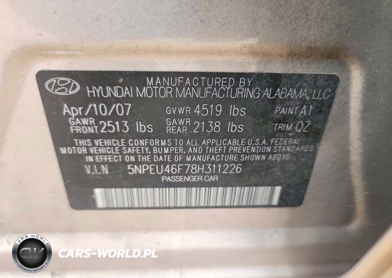2008 Hyundai Sonata Se V6 VIN:5NPEU46F78H311226 - 12