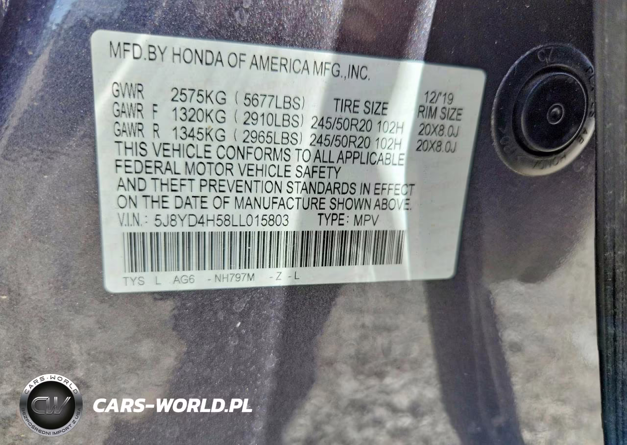 2020 Acura Mdx Technology VIN:5J8YD4H58LL015803 - 12
