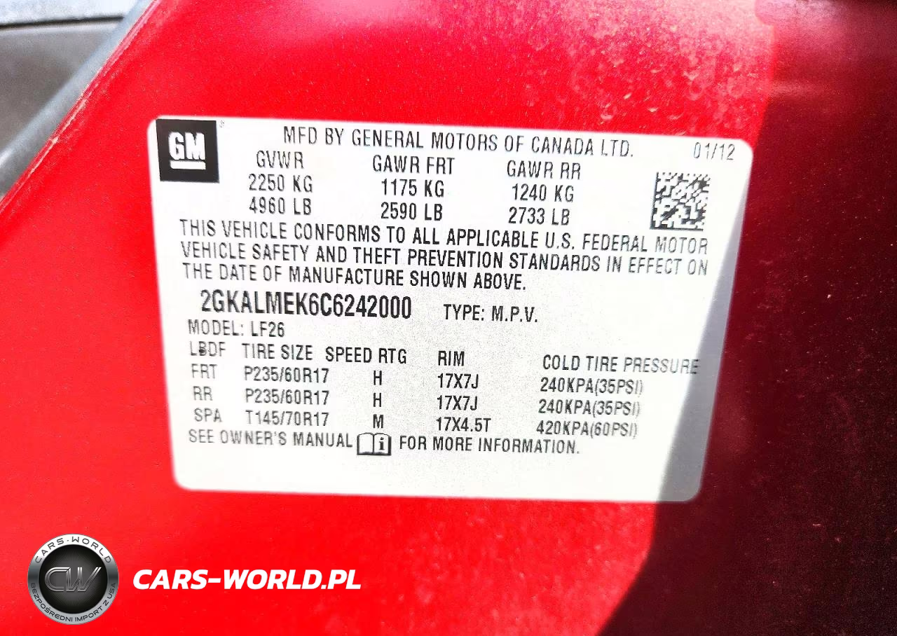 2012 GMC Terrain Sle VIN:2GKALMEK6C6242000 - 13