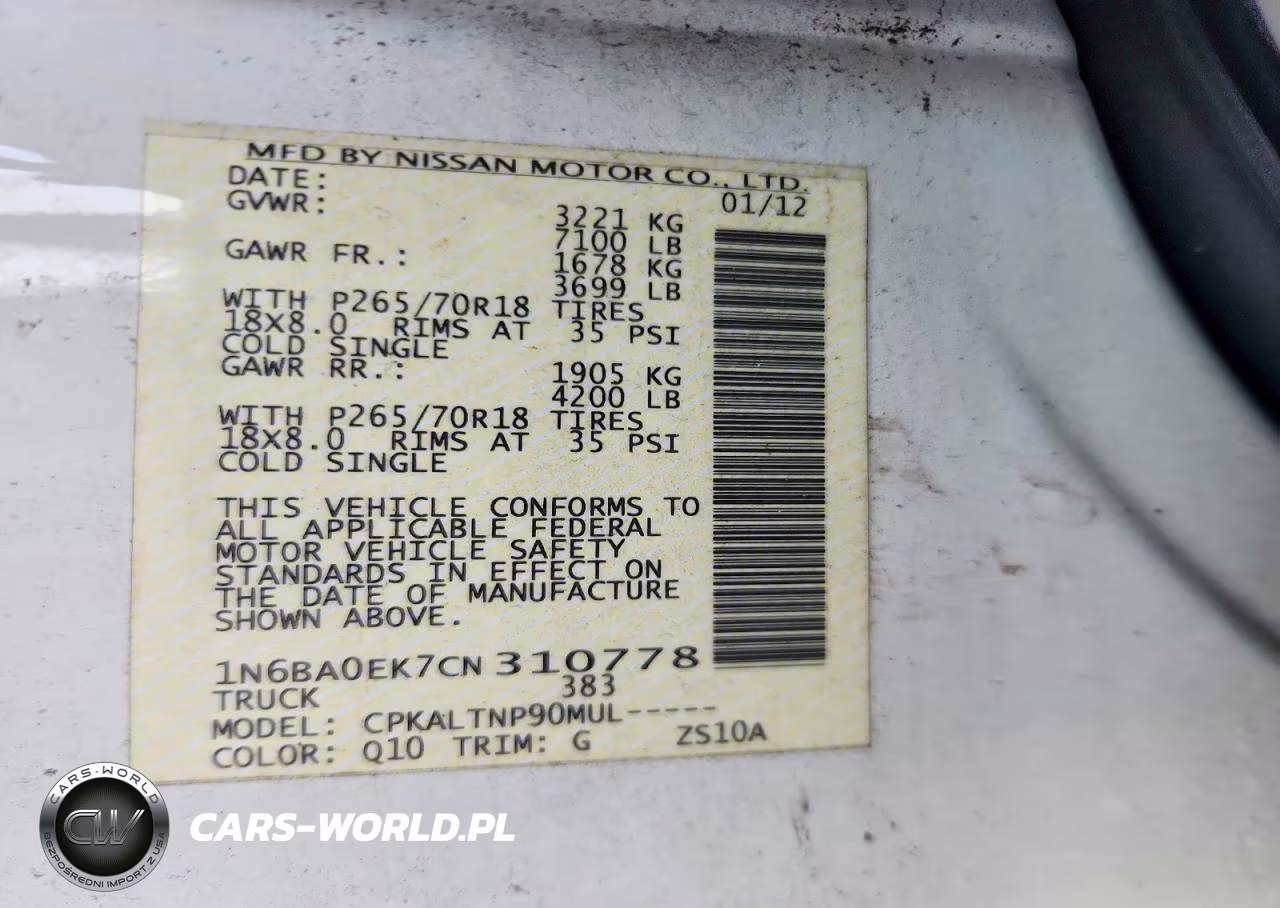 2012 Nissan Titan S VIN:1N6BA0EK7CN310778 - 12