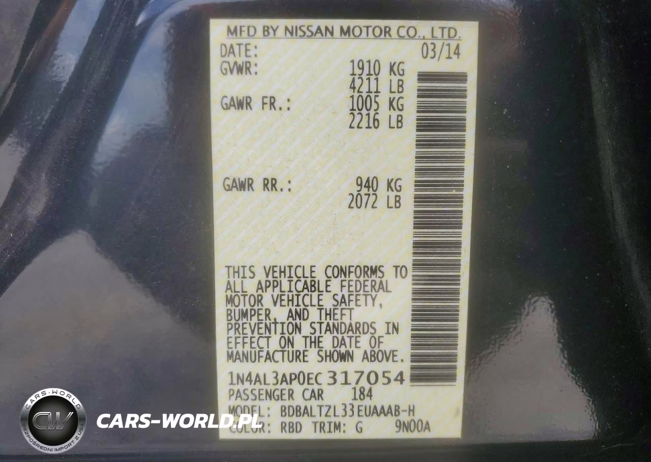 2014 Nissan Altima 2.5 Sv VIN:1N4AL3AP0EC317054 - 13