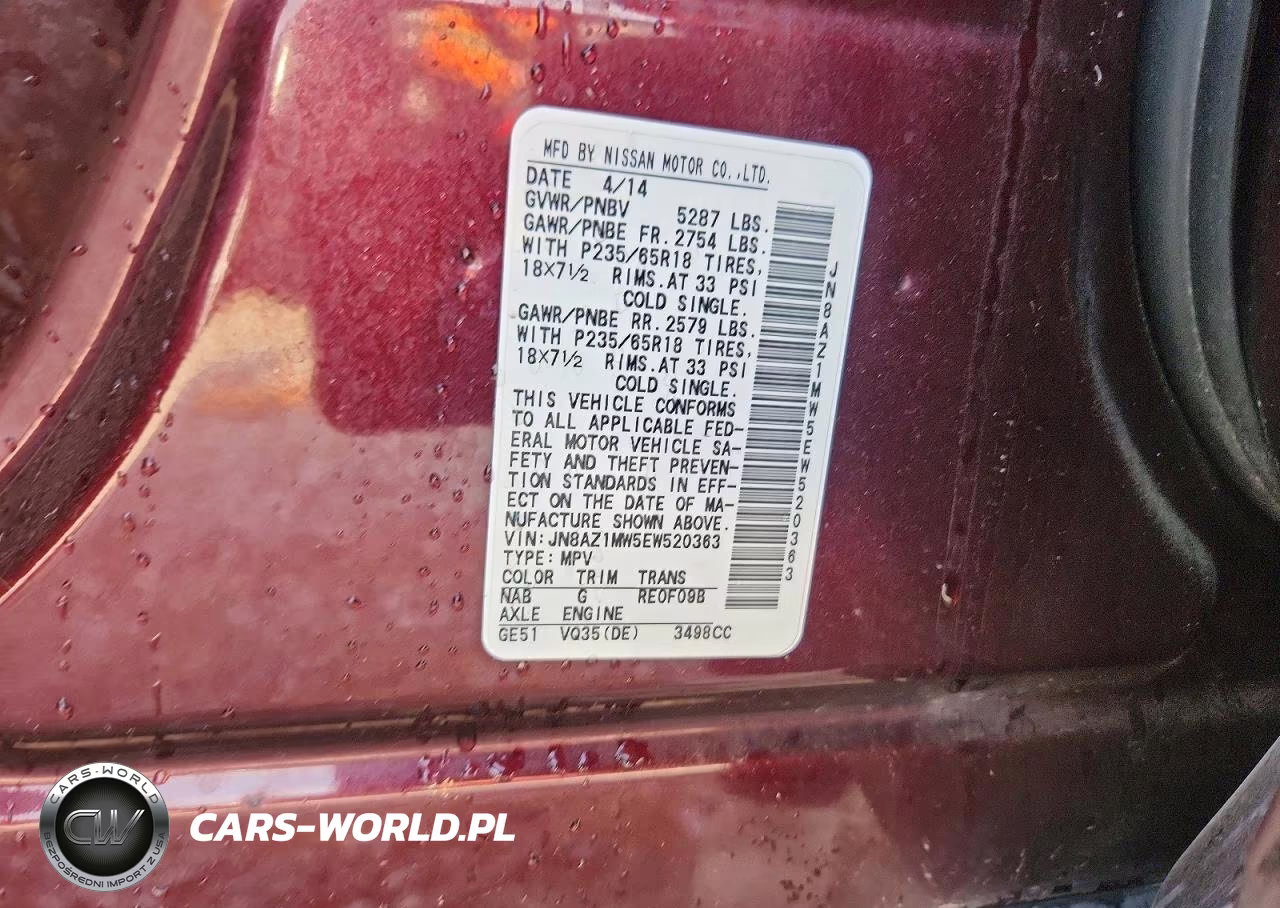 2014 Nissan Murano S VIN:JN8AZ1MW5EW520363 - 12
