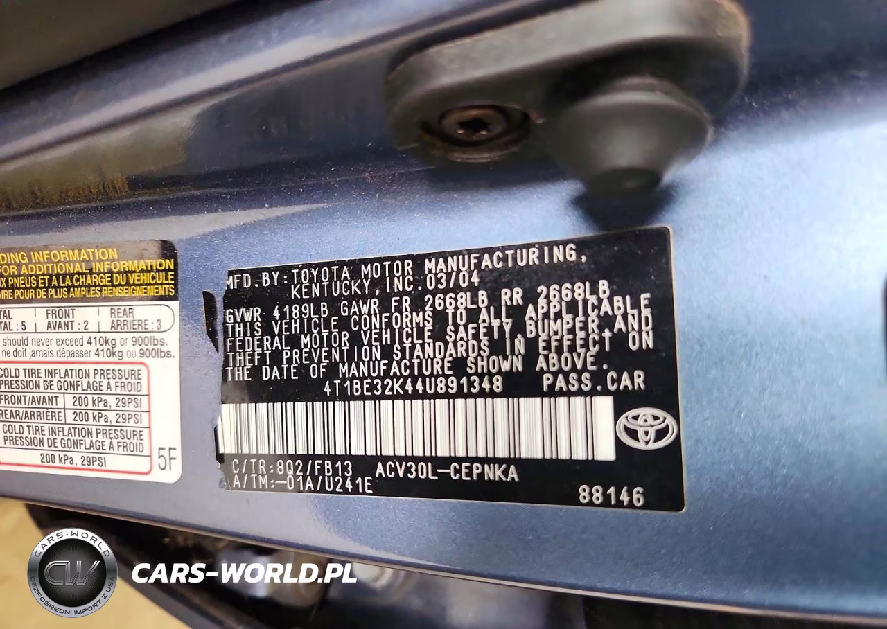 2004 Toyota Camry VIN:4T1BE32K44U891348 - 12