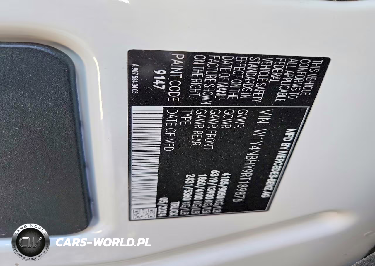 2024 Mercedes-Benz Sprinter 2500 VIN:W1Y4NBHY9RT189876 - 12