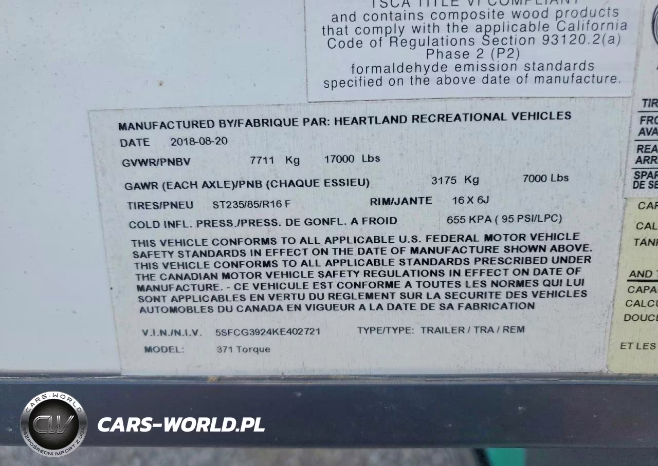 2019 Heartland Torque Camper VIN:5SFCG3924KE402721 - 10
