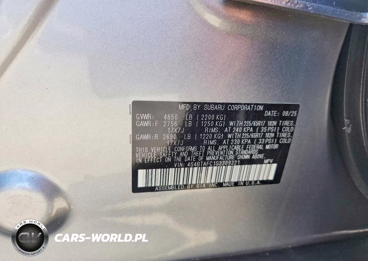 2025 Subaru Outback Premium VIN:4S4BTAFC1S3309321 - 14