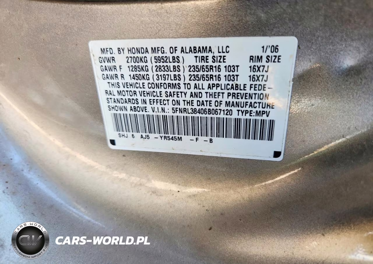 2006 Honda Odyssey Ex VIN:5FNRL38406B067120 - 13