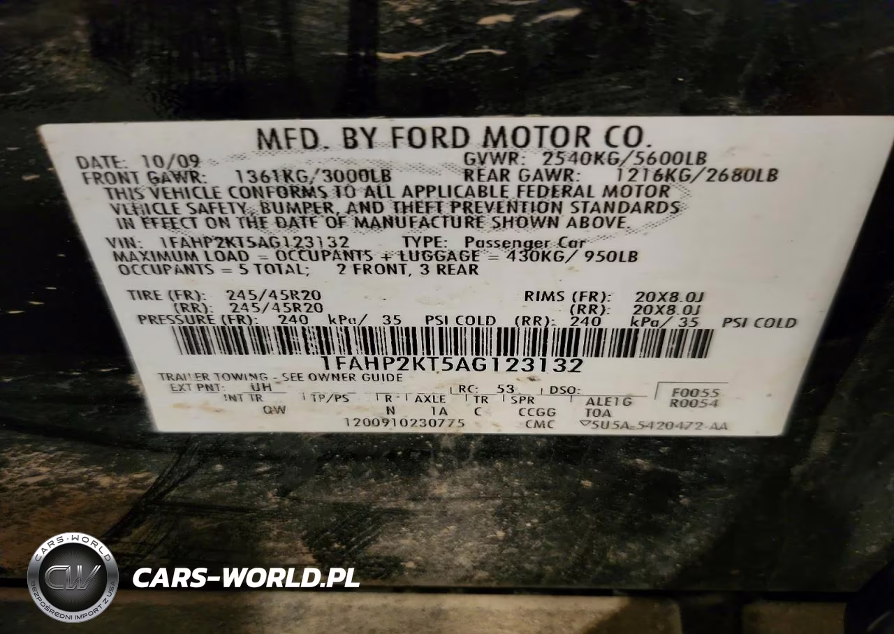 2010 Ford Taurus Sho VIN:1FAHP2KT5AG123132 - 12