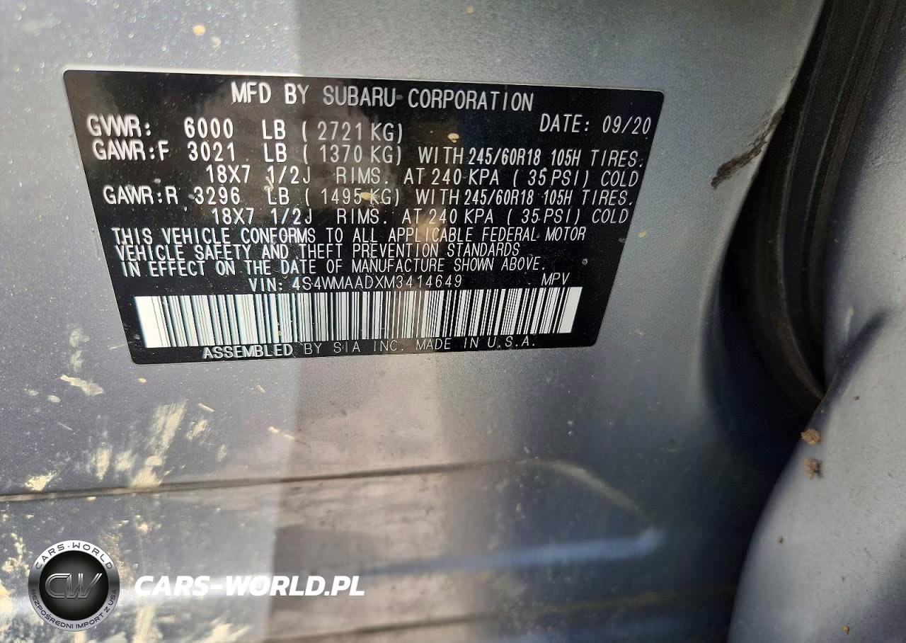 2021 Subaru Ascent VIN:4S4WMAADXM3414649 - 12