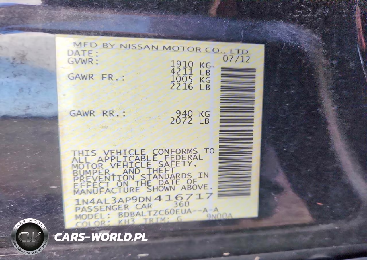 2013 Nissan Altima VIN:1N4AL3AP9DN416717 - 13